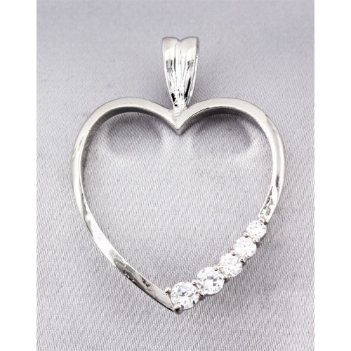 Necklace - Pendant -925 Sterling Silver w/ CZ - Heart - PT-PPT8804CL Necklace - Pendant -925 Sterling Silver w/ CZ - Heart - PT-PPT8804CL